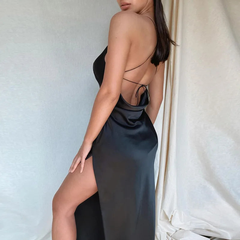 Satin Split Dress