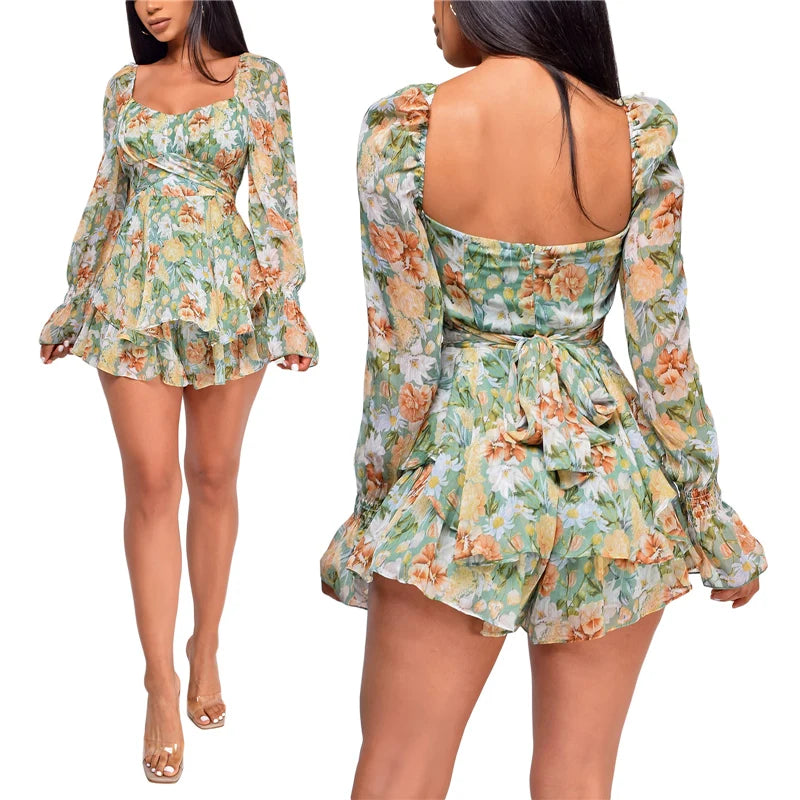 Backless Floral Playsuit