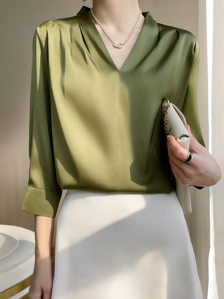 V-Neck Silk Blouse