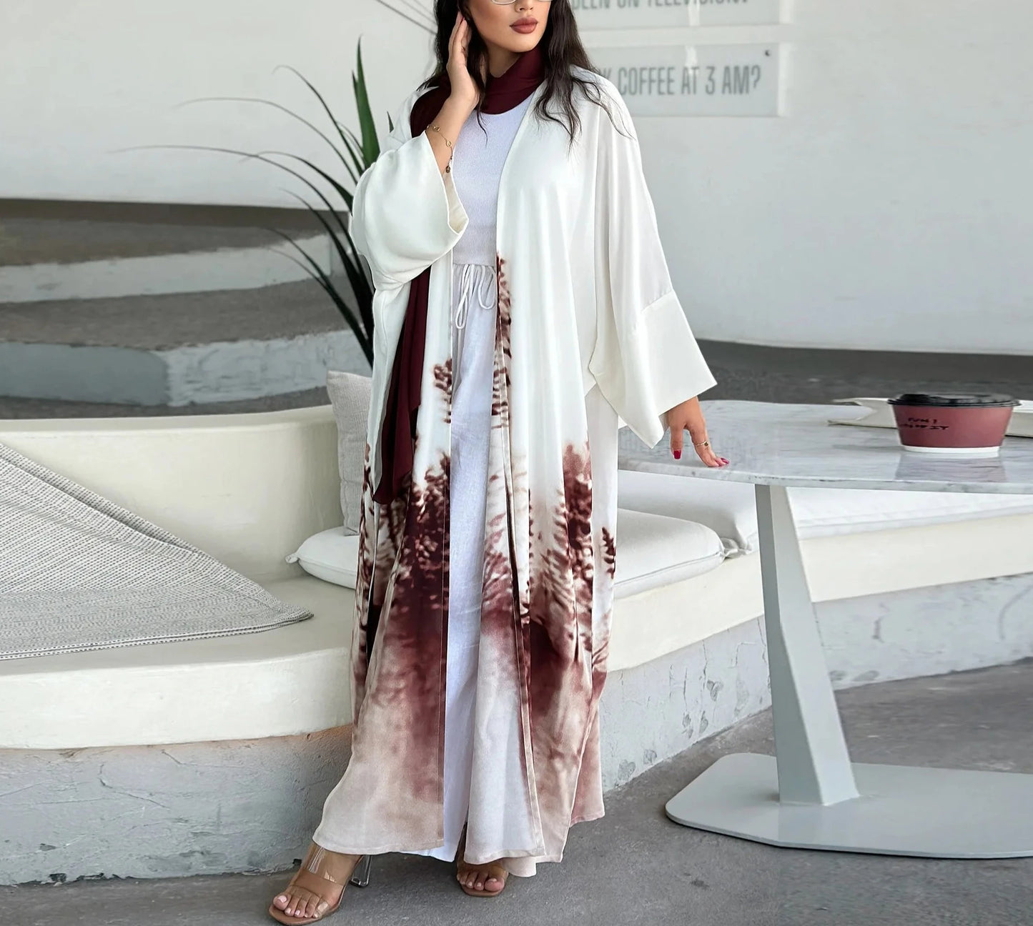 White Kimono Abaya