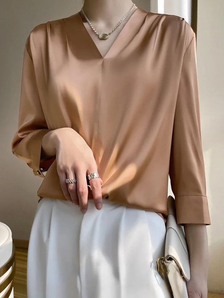 V-Neck Silk Blouse