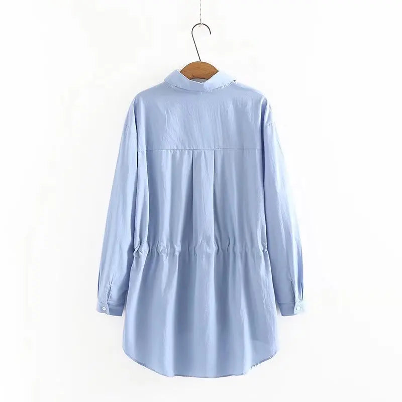 Casual Cotton Drawstring Blouse