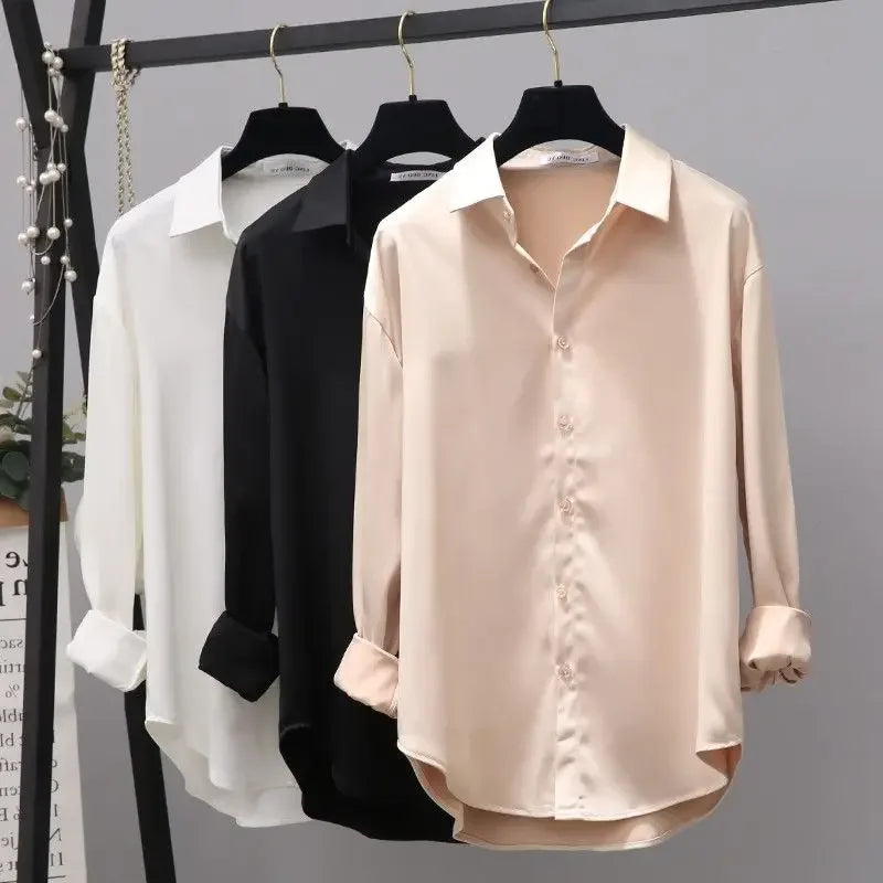 Satin Button-Up Blouse