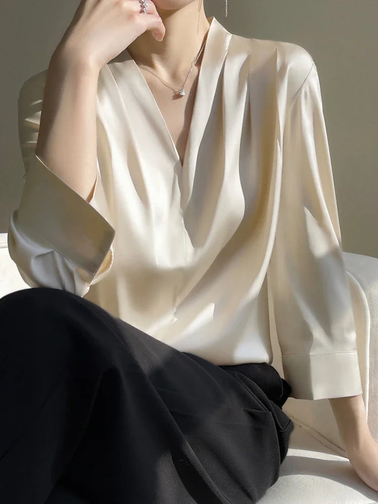 V-Neck Silk Blouse