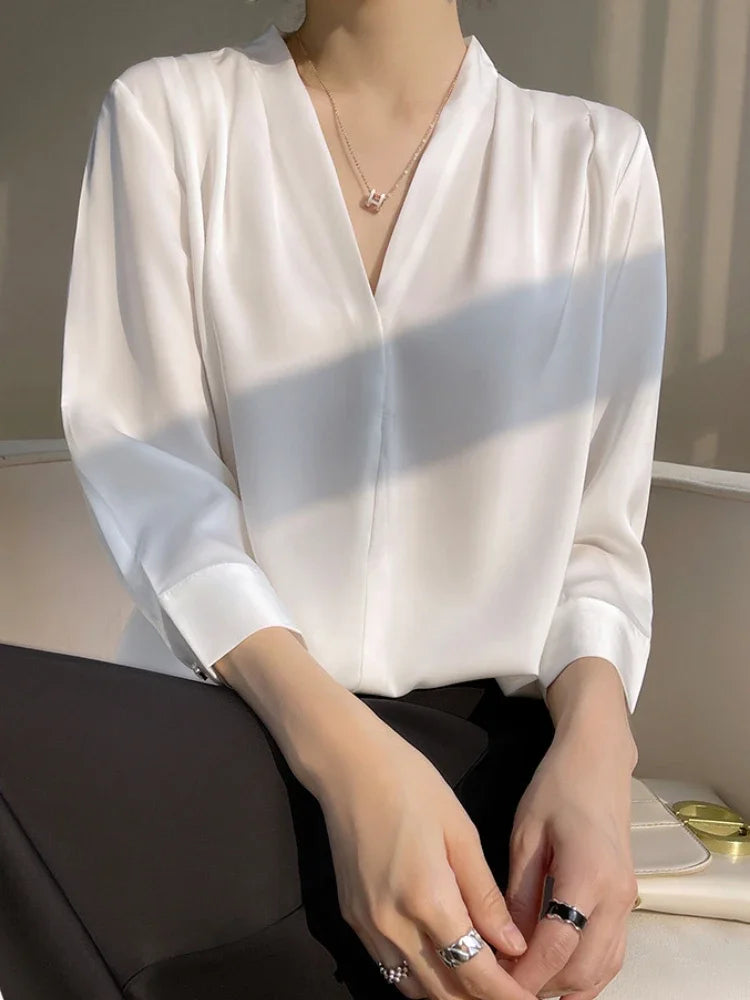 V-Neck Silk Blouse