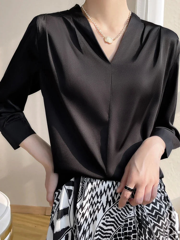 V-Neck Silk Blouse