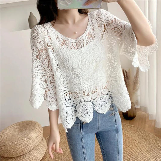 Lace Flower Shawl Top