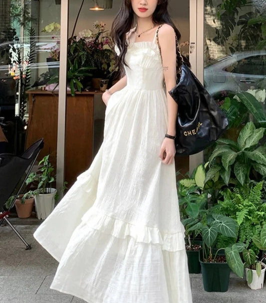 White Layered Maxi Dress