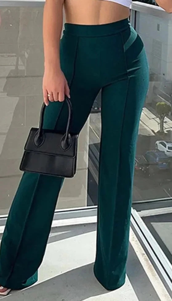 Solid High Waist Flares