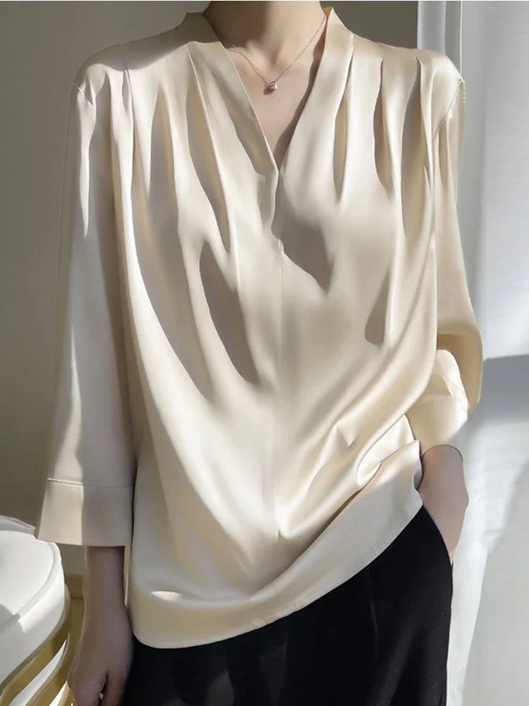 V-Neck Silk Blouse