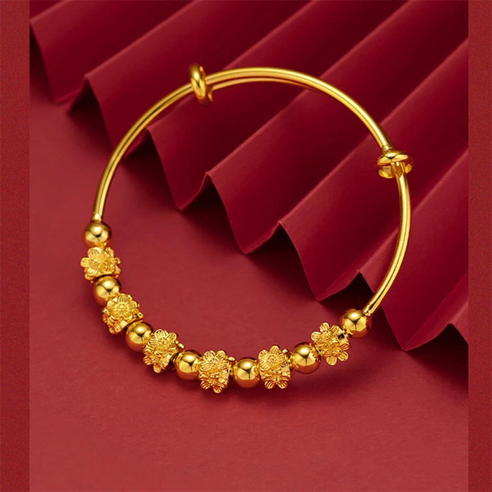 Gold Flower Cuff Bracelet