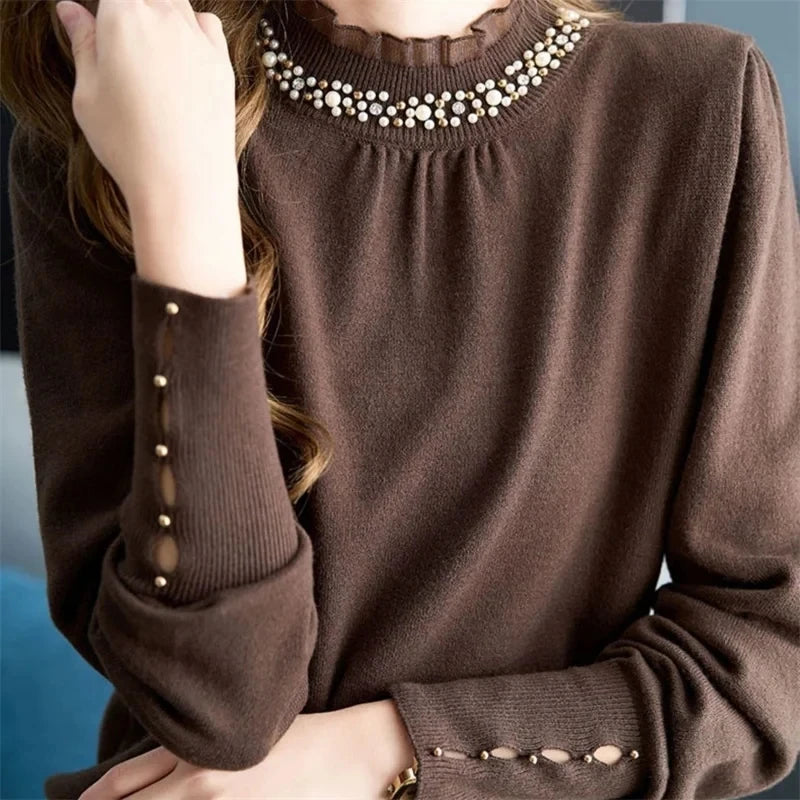 Lace-Studded Pullover