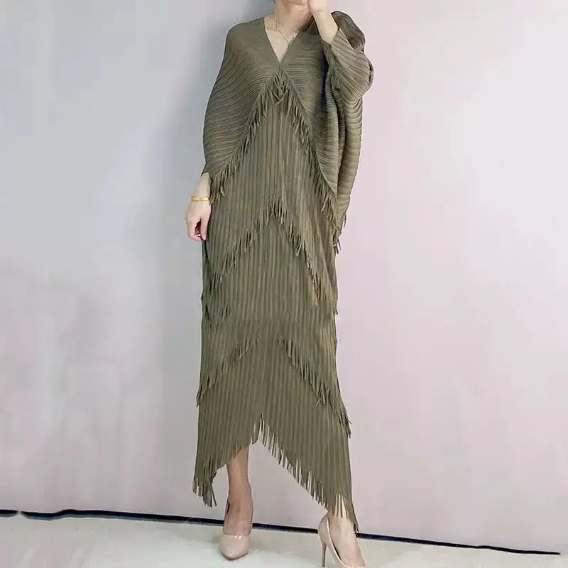 Pleated Tassel Dress